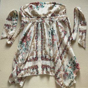 American Rag Boho Cream Sheer Babydoll Halter Top (Size Medium)